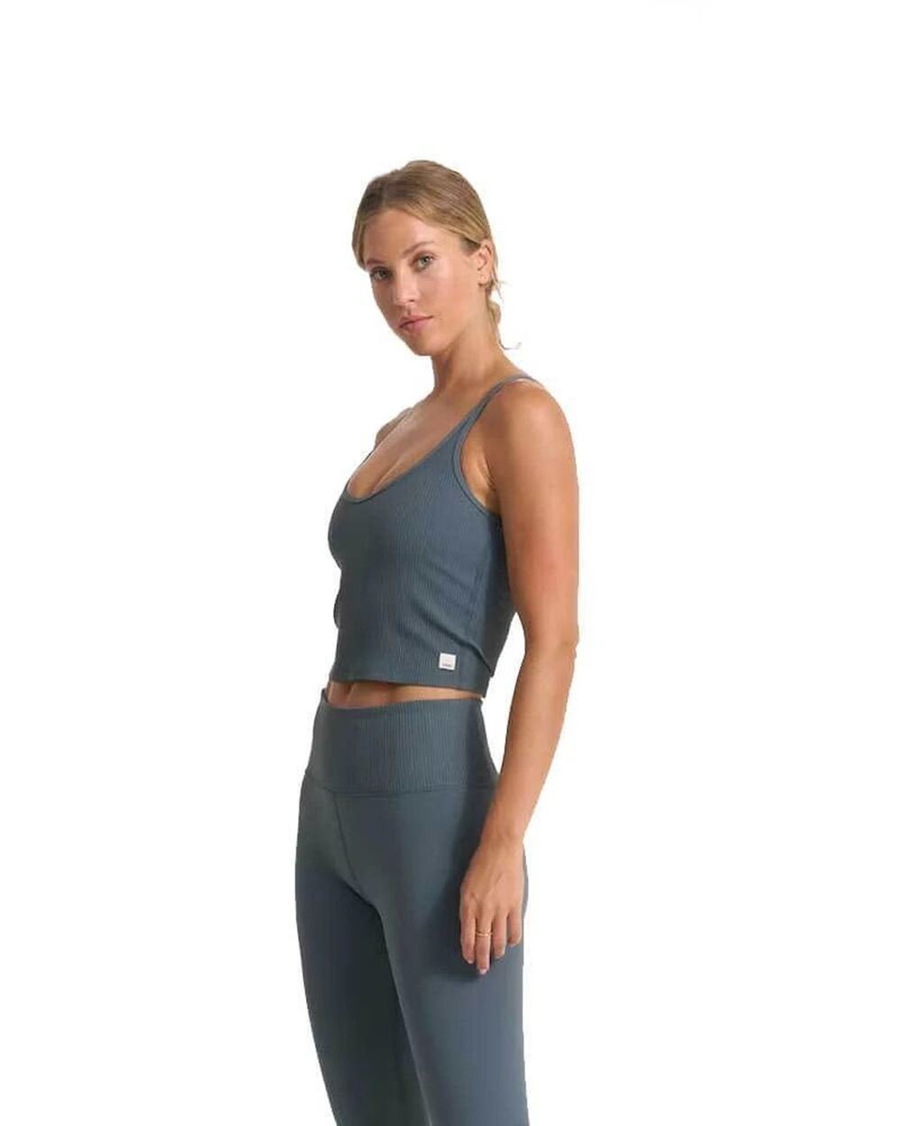 Vuori Rib Crop Strappy Tank Top Slate Blue Size XL